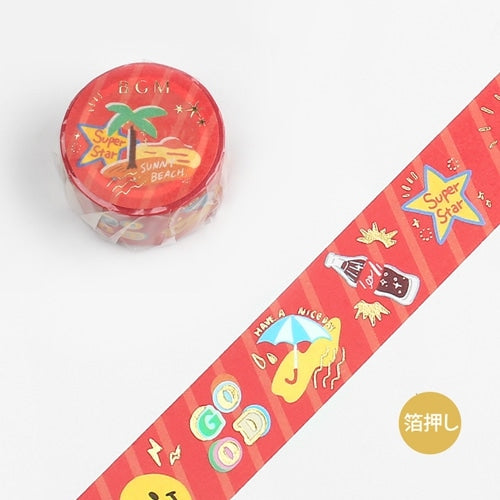Foil Stamping Masking Tape "Life" Pop / BGM
