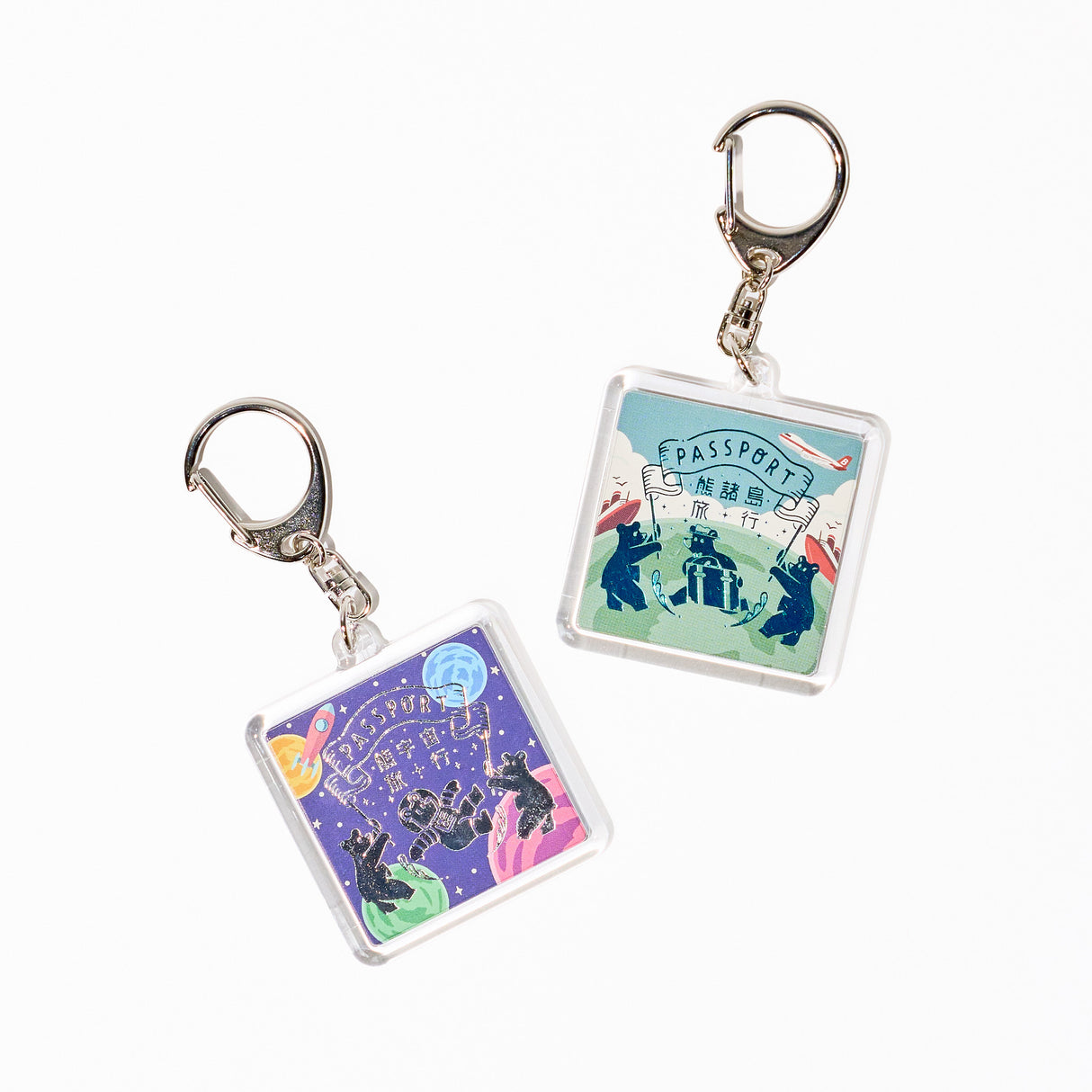 ROKKAKU x ob1toy Travel Bear Foil-Stamped Acrylic Key Chain / ROKKAKU