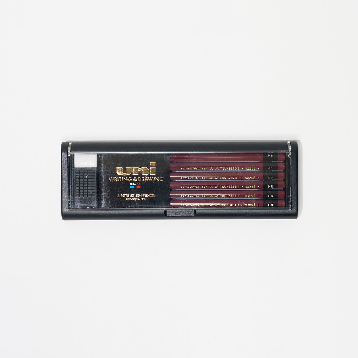uni Wooden Pencils 1 Dozen Pack + Eraser / uni Mitsubishi Pencil
