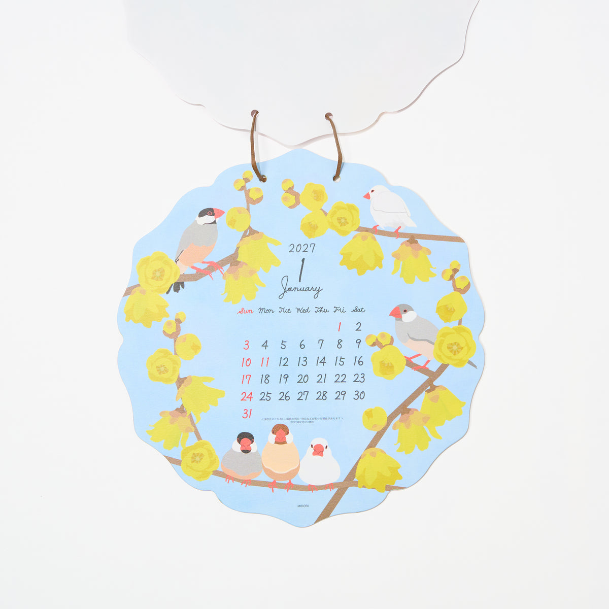 Bird Die-Cut Wall Calendar 2027 / MIDORI