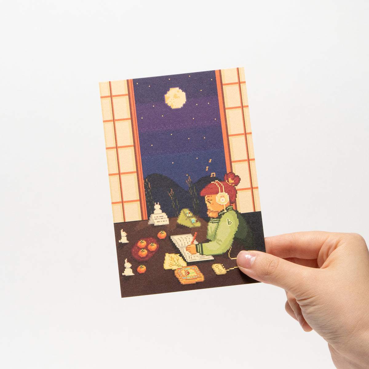 "Tsukimi Tunes" Washi Postcard by Angelyn / Bungu