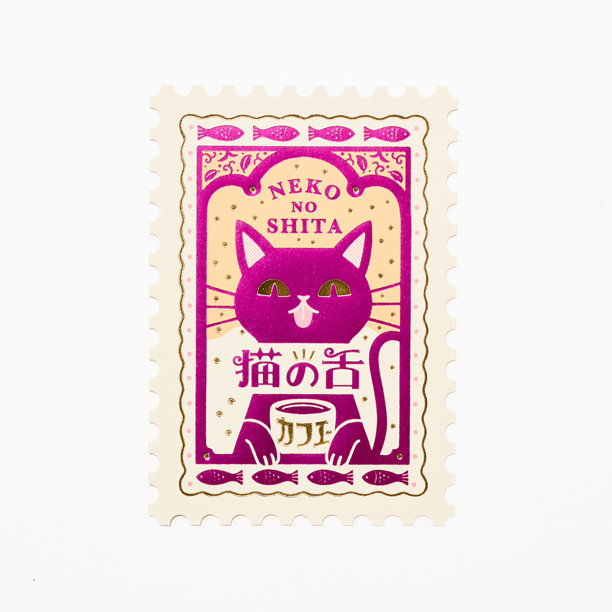 ROKKAKU x ob1toy Foil-Stamped Die-Cut Stamp Shaped Postcard / ROKKAKU
