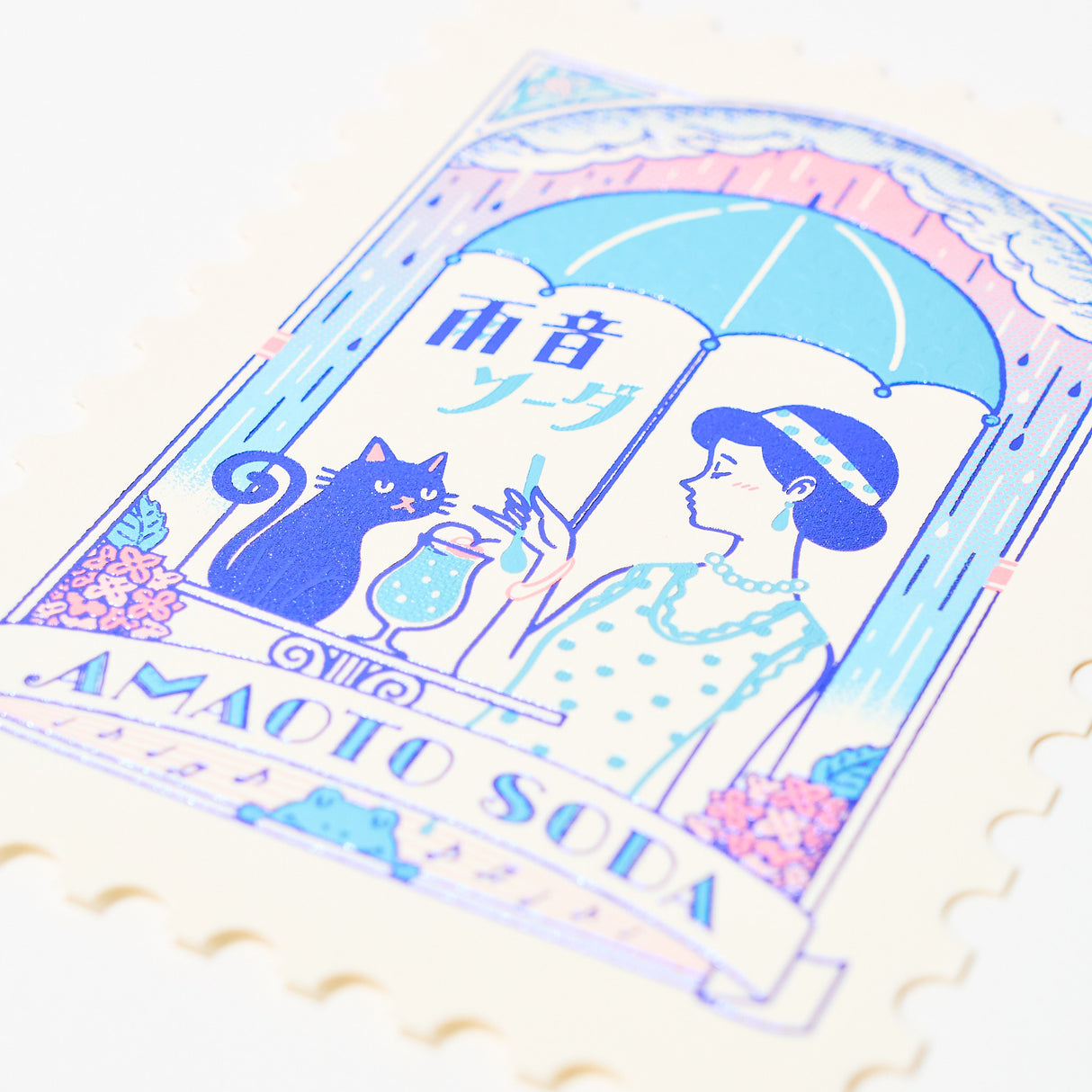 ROKKAKU x ob1toy Foil-Stamped Die-Cut Stamp Shaped Postcard / ROKKAKU