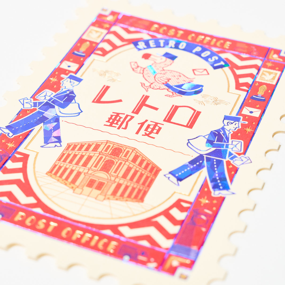 ROKKAKU x ob1toy Foil-Stamped Die-Cut Stamp Shaped Postcard / ROKKAKU
