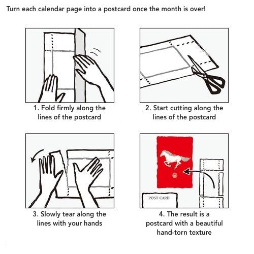 Animal Print Echizen Washi Paper Calendar 2026 / Midori DESIGNPHIL - bungu