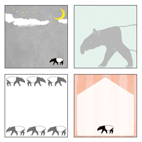 Animal Series Square Memo Pad / GreenFlash - bungu