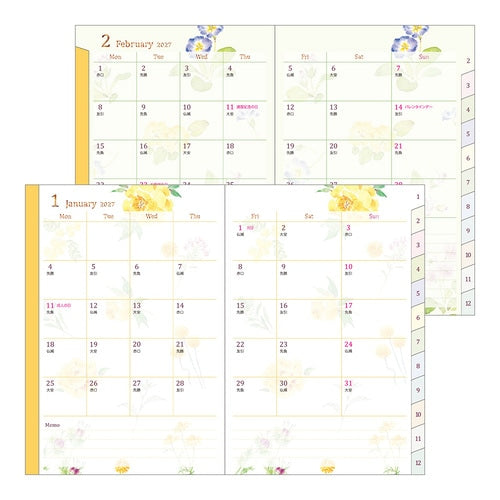 Country Time Floral Pocket Diary 2027 / MIDORI