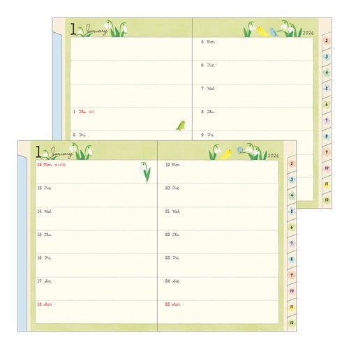 Birds and Seasonal Plants Pocket Diary 2026 / Midori DESIGNPHIL - bungu