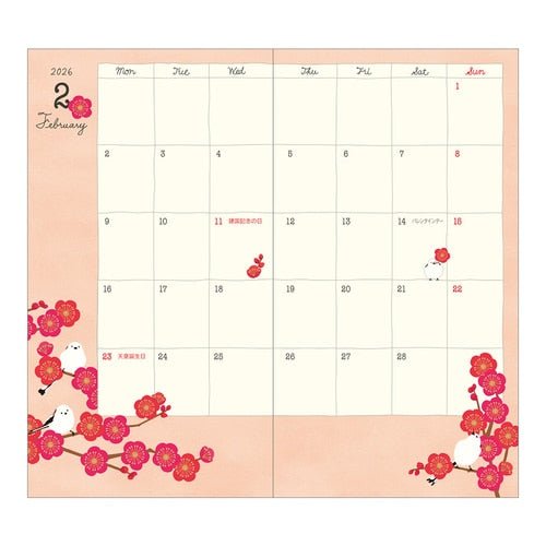 Birds and Seasonal Plants Pocket Diary 2026 / Midori DESIGNPHIL - bungu