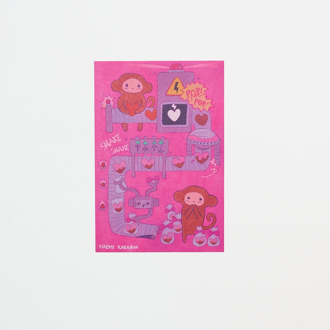 "Chocolate Factory of My Heart" Washi Postcard by Naomi Karabin / Bungu - bungu