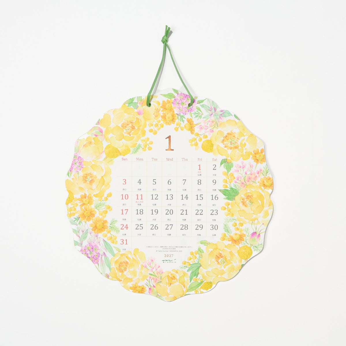 Country Time Wreath Die-Cut Wall Calendar 2027 / MIDORI - bungu