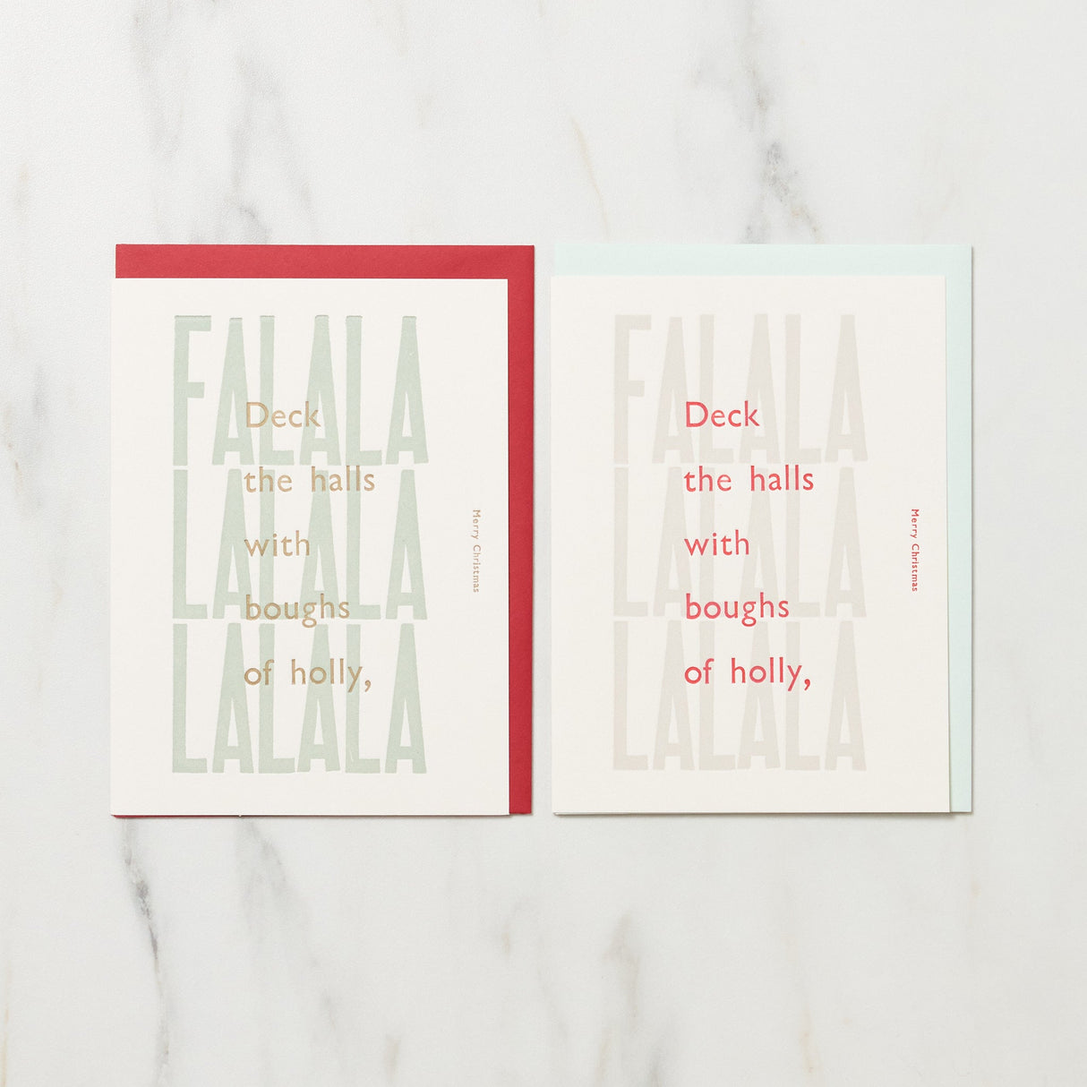 "Deck the Halls" Christmas Card / Letterpress Letters - bungu