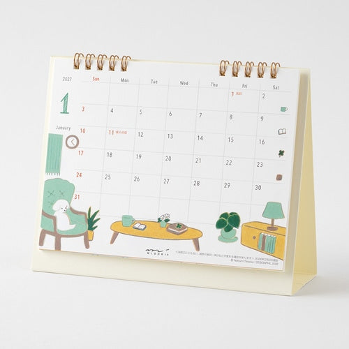 Dog Ring Desk Calendar 2027 / MIDORI