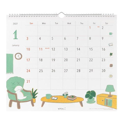 Dog Wall Calendar 2027 / MIDORI
