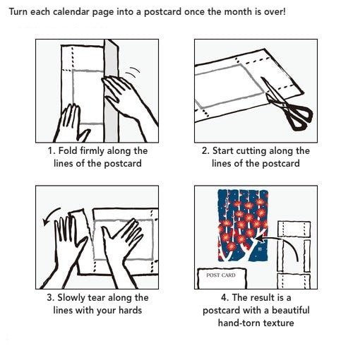 Floral Echizen Washi Paper Calendar 2026 / Midori DESIGNPHIL - bungu