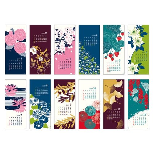 Floral Echizen Washi Paper Wall Calendar 2027 / MIDORI - bungu