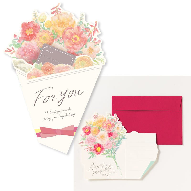 Flower Bouquet Message Card with Envelope / IROHA PUBLISHING - bungu