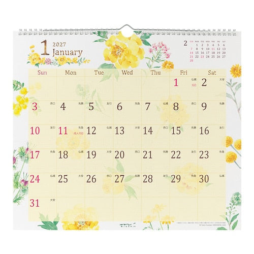 Country Time Floral Wall Calendar 2027 / MIDORI