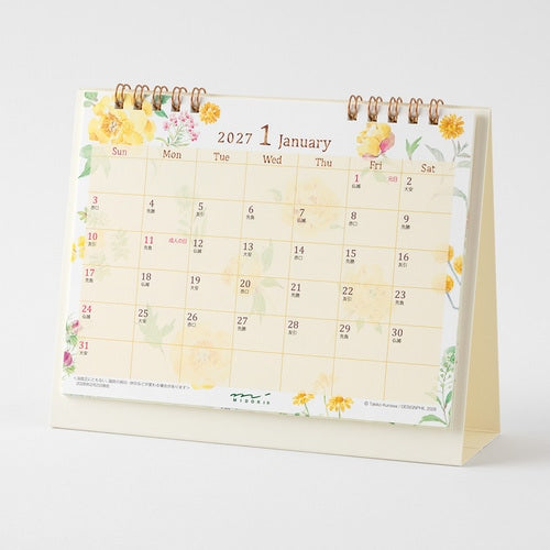 Country Time Floral Ring Desk Calendar 2027 / MIDORI