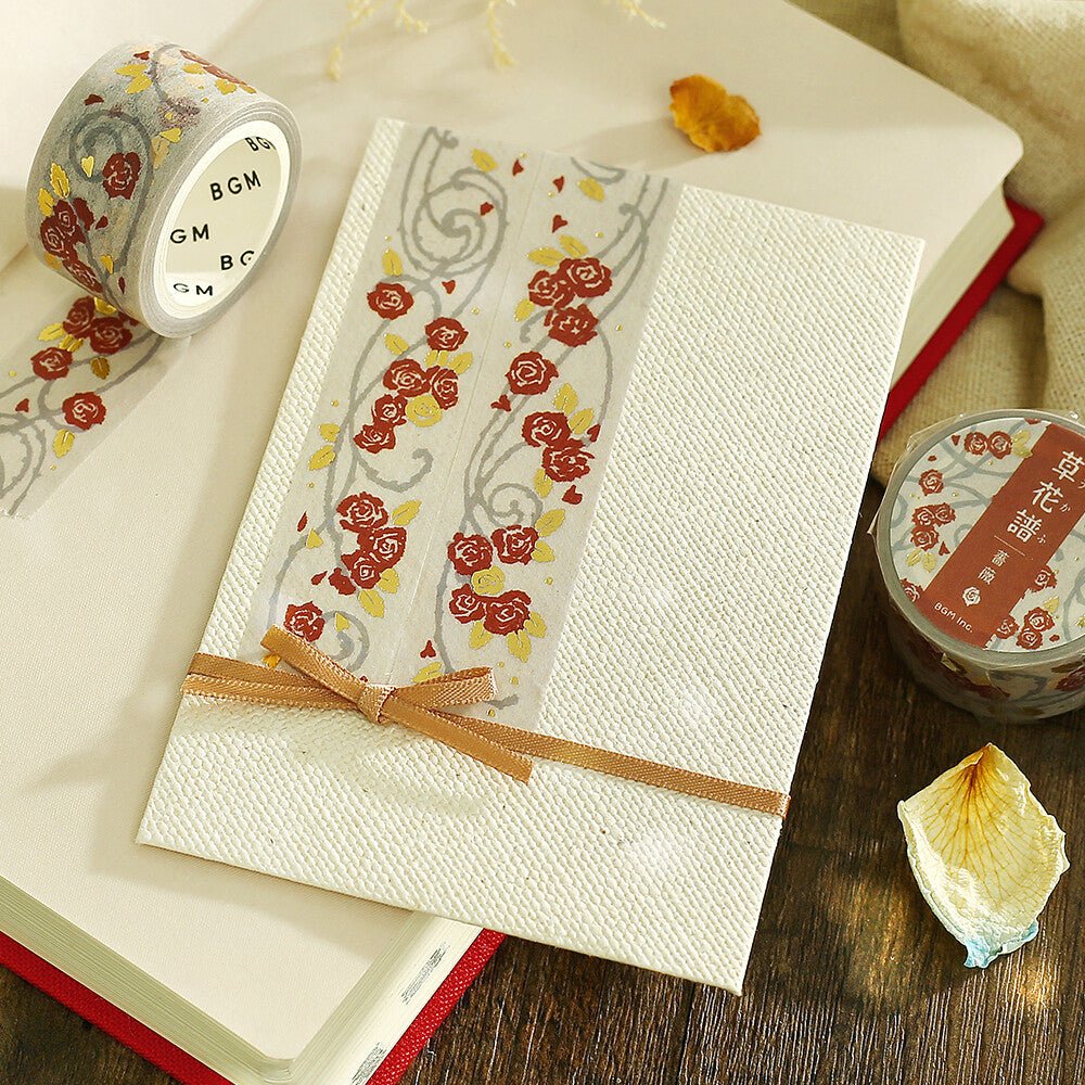 Foil - Stamped Masking Tape “Botanical Notes” Collection / BGM - bungu