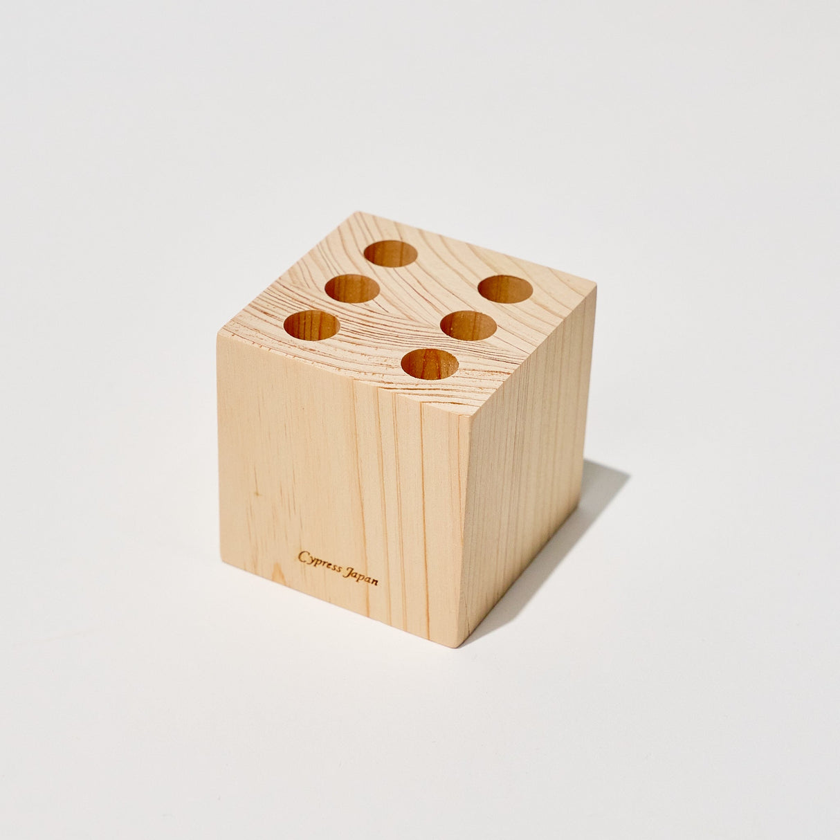 Hinoki Wood Cube Pen Stand / Cypress Japan - bungu