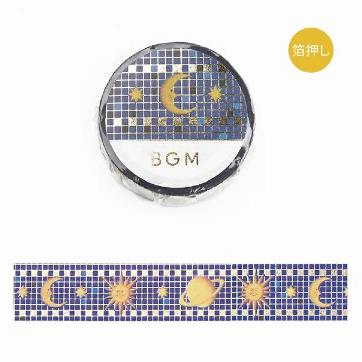 Masking Tape Foil Stamped Tile Art / BGM - bungu