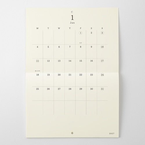 MD Bi-Fold Wall Calendar 2027 / MD PRODUCT - bungu