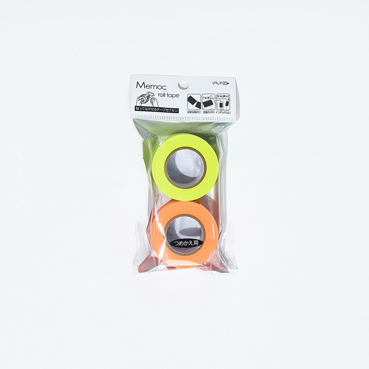 Memoc Roll Sticky Note Fluorescent Color 25mm 2 Rolls / Yamato - bungu