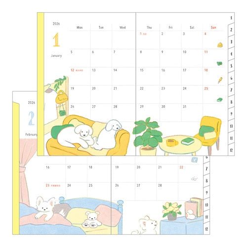 Natsumi Teraoka Puppy Pocket Diary 2026 / Midori DESIGNPHIL - bungu