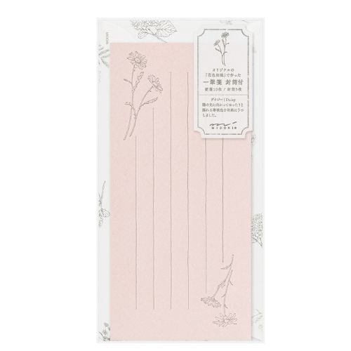 One - Stroke Note with Envelope Flower Letter Set / Midori DESIGNPHIL - bungu
