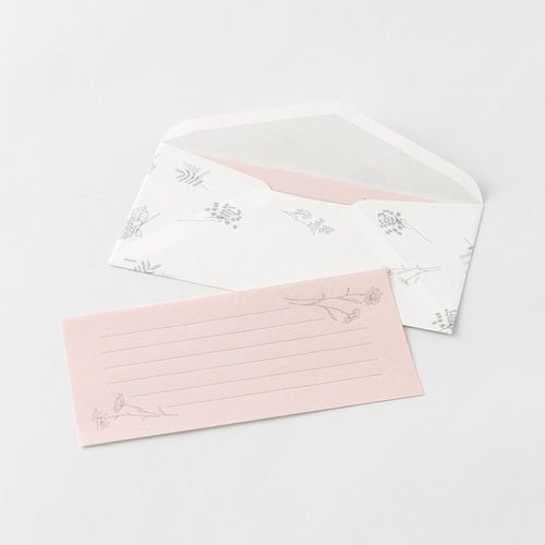 One - Stroke Note with Envelope Flower Letter Set / Midori DESIGNPHIL - bungu