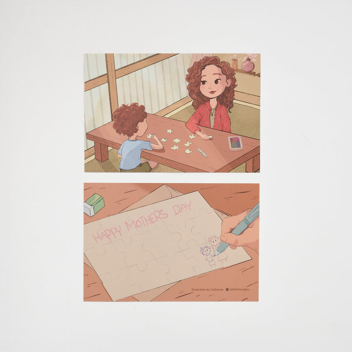 "Piece by Piece" Washi Postcard by Catherine / Bungu - bungu