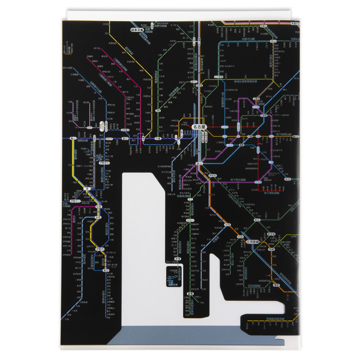 Railway Route Map Clear File Chubu Japanese Black / Tokyo Cartographic - bungu