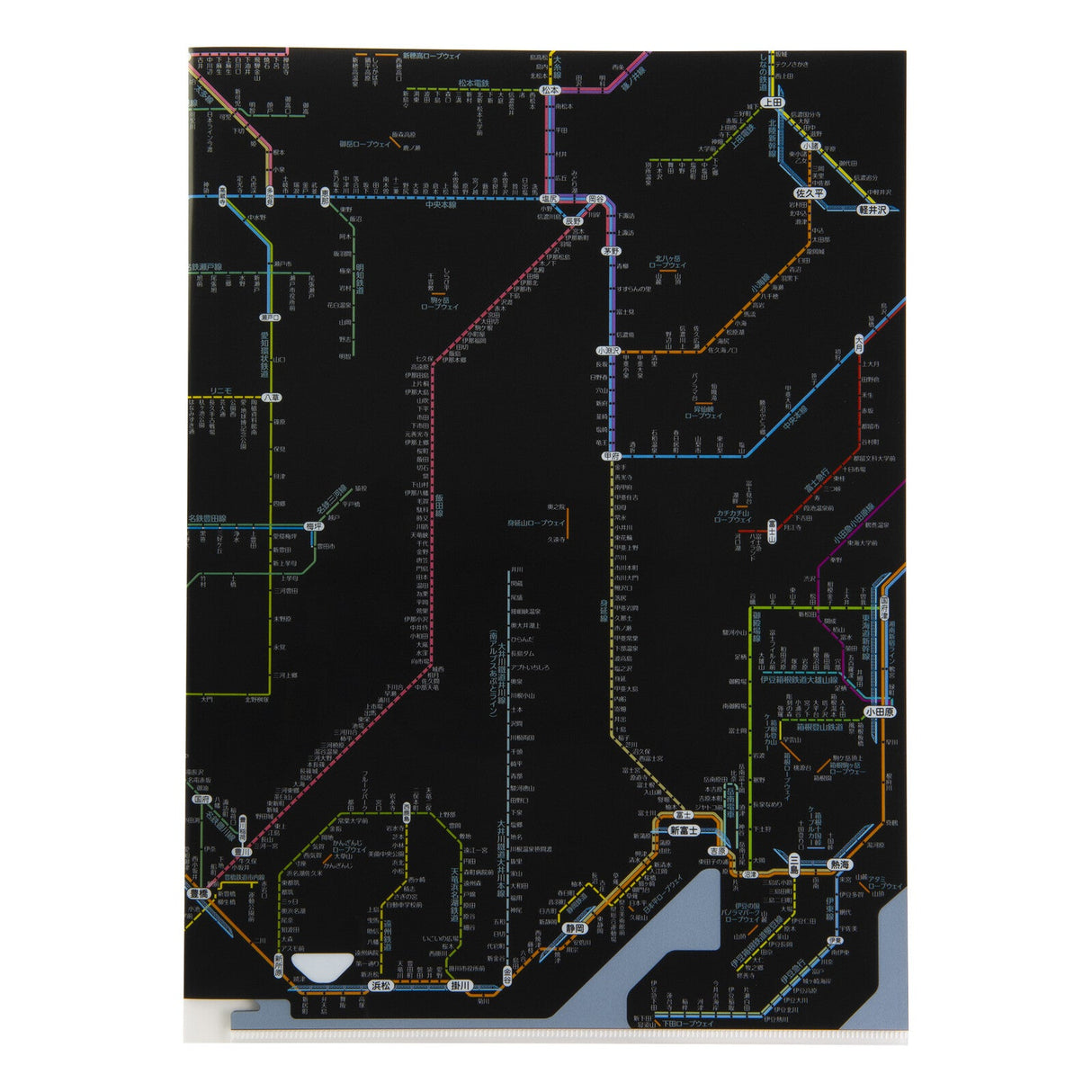 Railway Route Map Clear File Chubu Japanese Black / Tokyo Cartographic - bungu