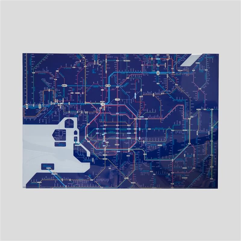 Railway Route Map Clear File Kansai Japanese Blue / Tokyo Cartographic - bungu