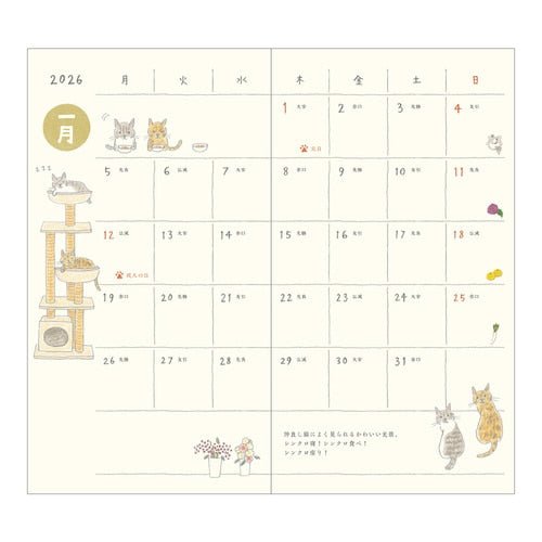 Sayo Koizumi Cat Pocket Diary 2026 / Midori DESIGNPHIL - bungu