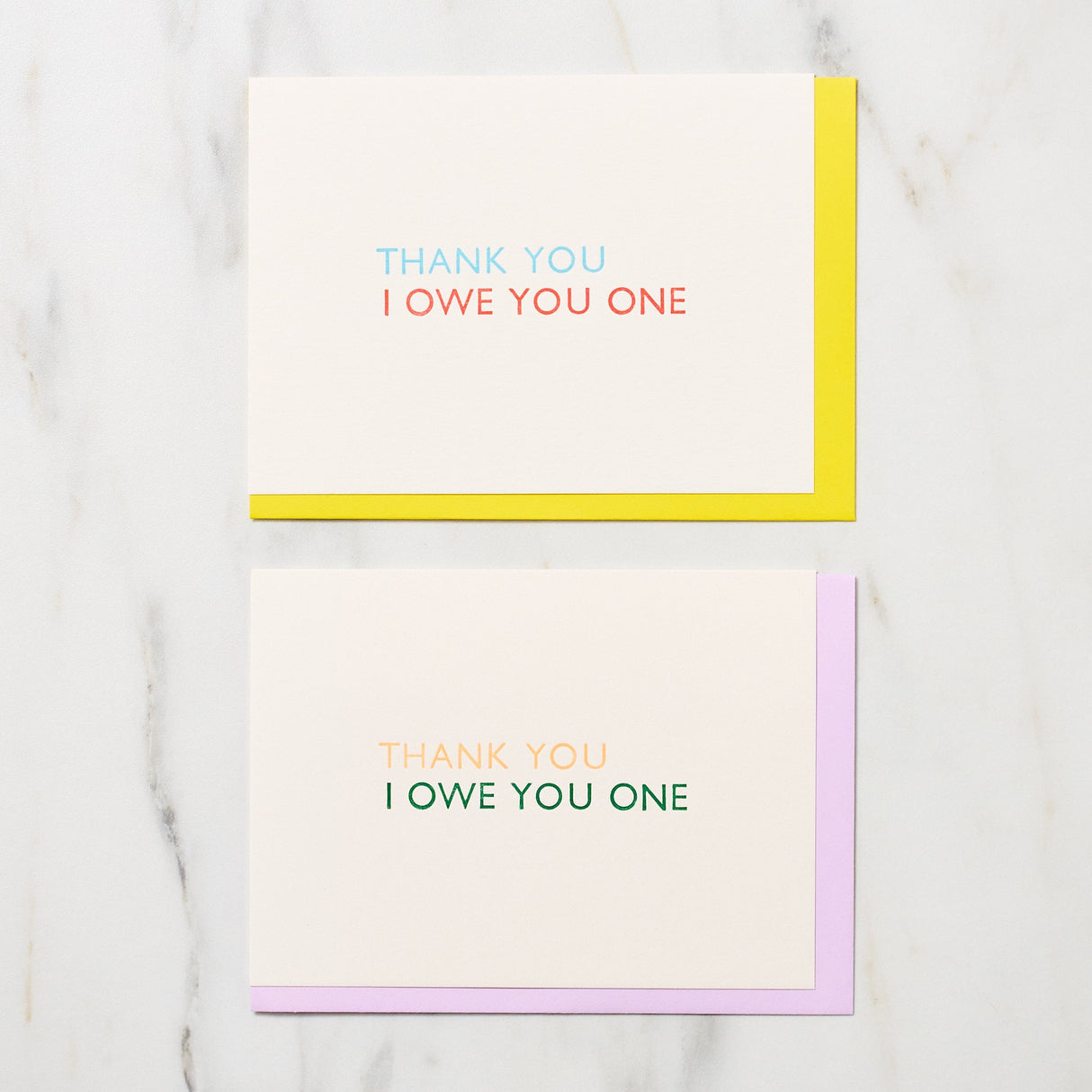 "Thank You I Owe You One" Greeting Cards / Letterpress Letters - bungu