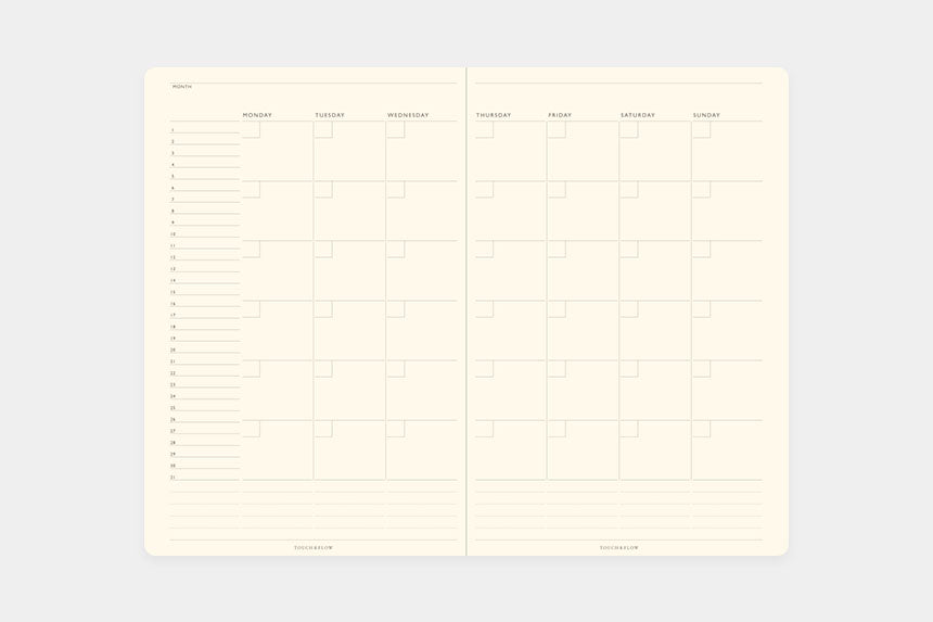 TODAY Monthly Free Diary B6 / Touch & Flow - bungu