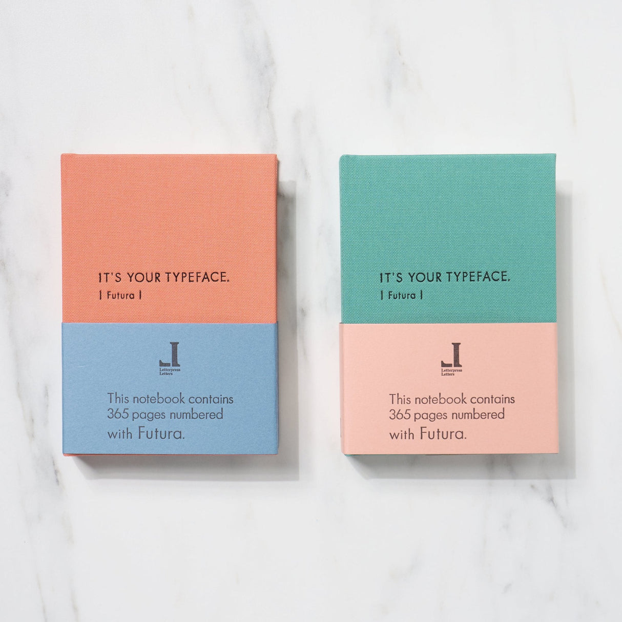 TYPEFACE NOTEBOOK A6 Size 365 Page Notebook - Futura / Letterpress Letters - bungu