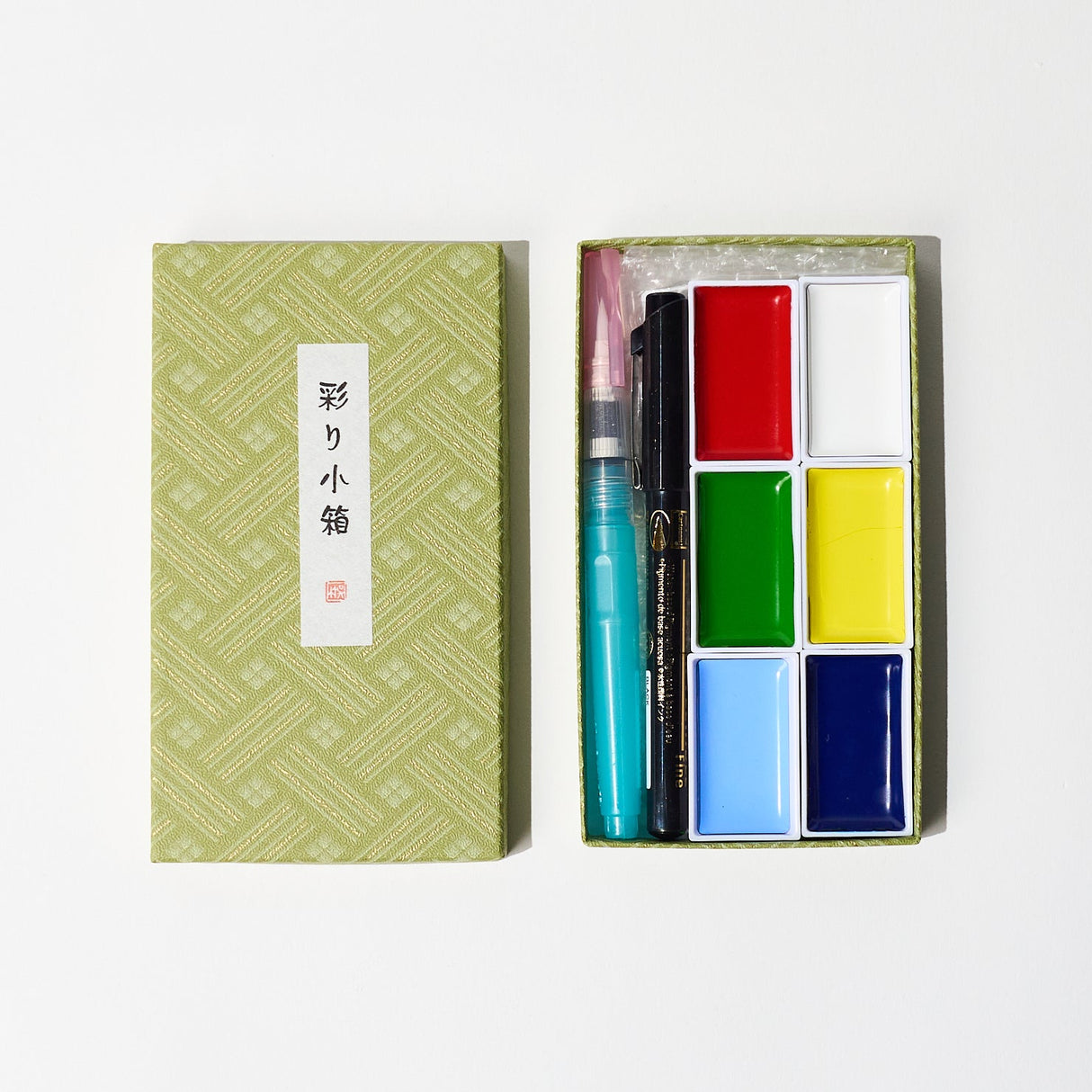 Watercolor Paint Set with Brush Pen 6 Color Set / Kuretake - bungu