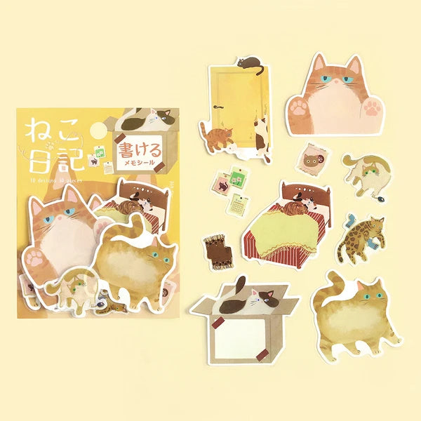 Foil Stamping "Cat Diary" Memo Flake Stickers / Background Music