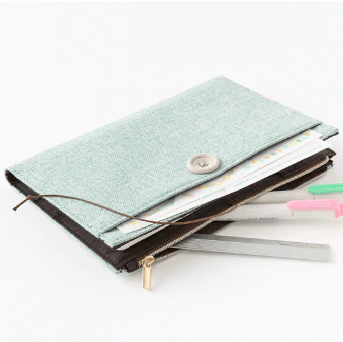 Yuru Log Zipper Pouch Notebook Cover / Midori DESIGNPHIL - bungu