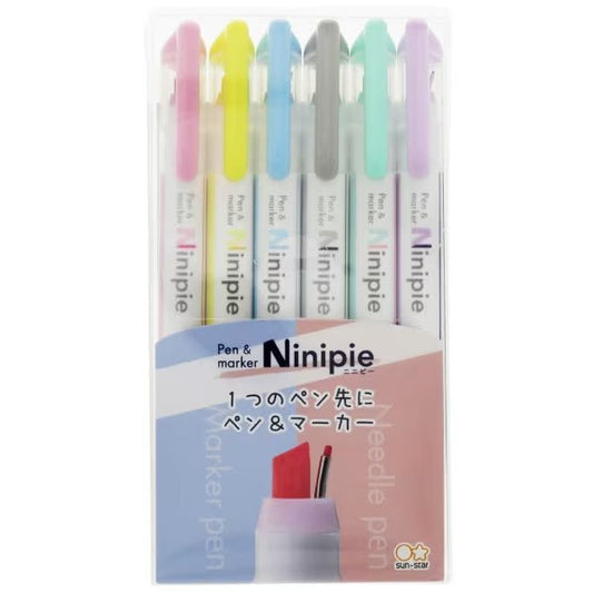 Ninipie Pen&Marker Highlighters 6 Color Set / Sun-Star
