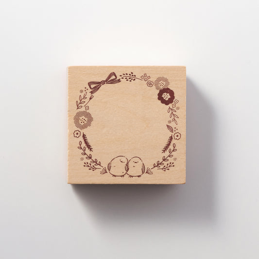 Shimaenaga Irodori Wooden Rubber Stamp Wreath / BEVERLY