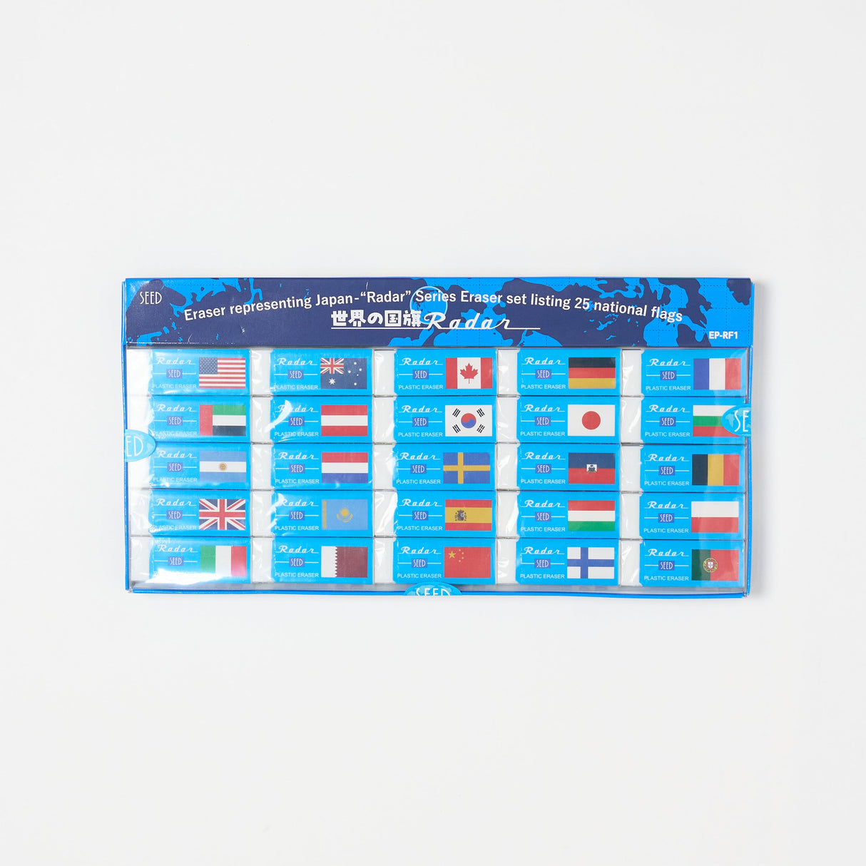 [Limited] World Flags Radar Eraser 25-Piece Box Set / SEED