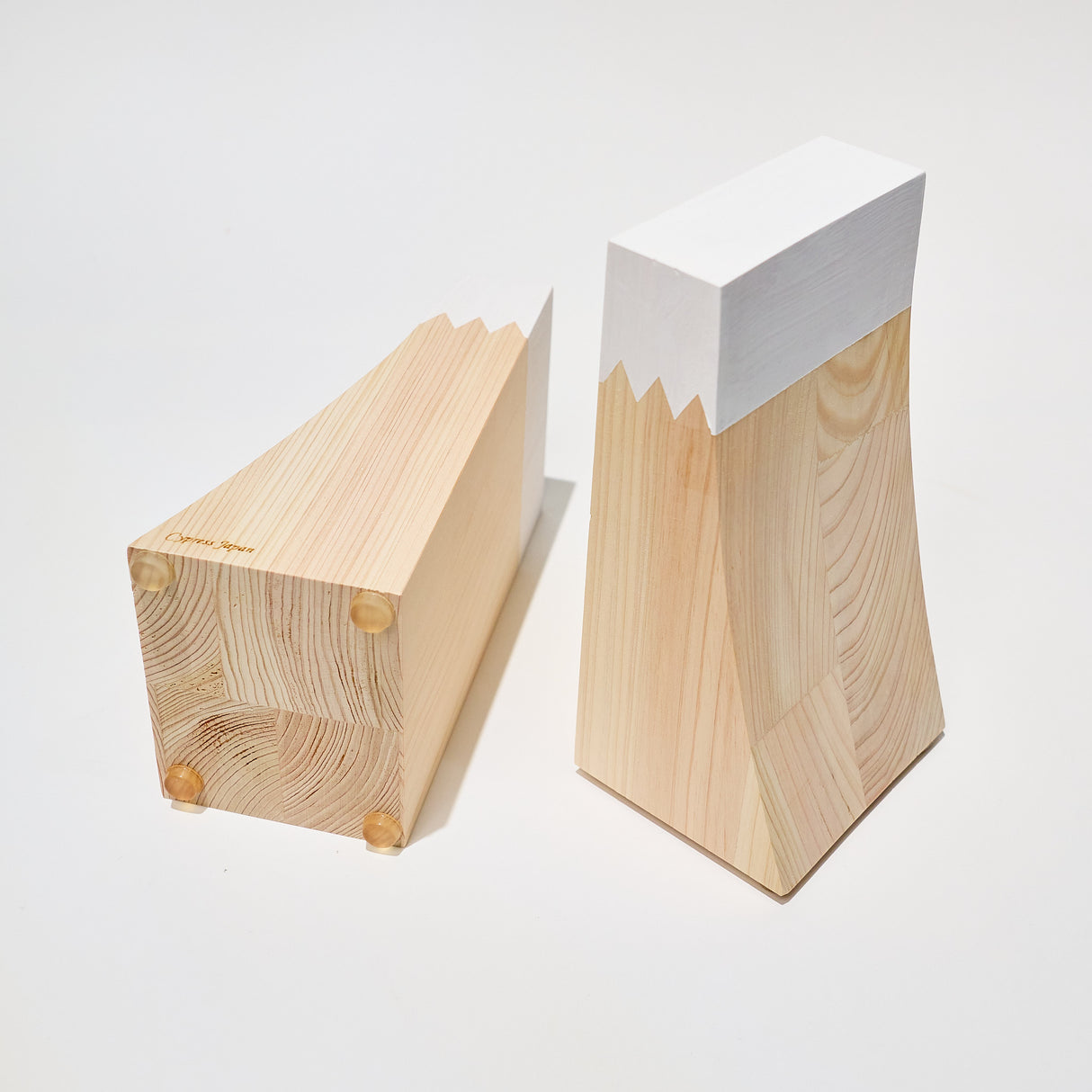 Hinoki Wood Mt. Fuji Bookend / Cypress Japan