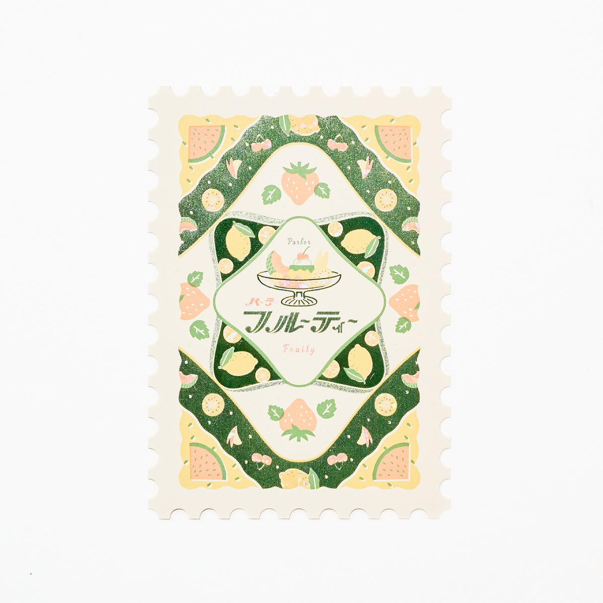 ROKKAKU x ob1toy Foil-Stamped Die-Cut Stamp Shaped Postcard / ROKKAKU