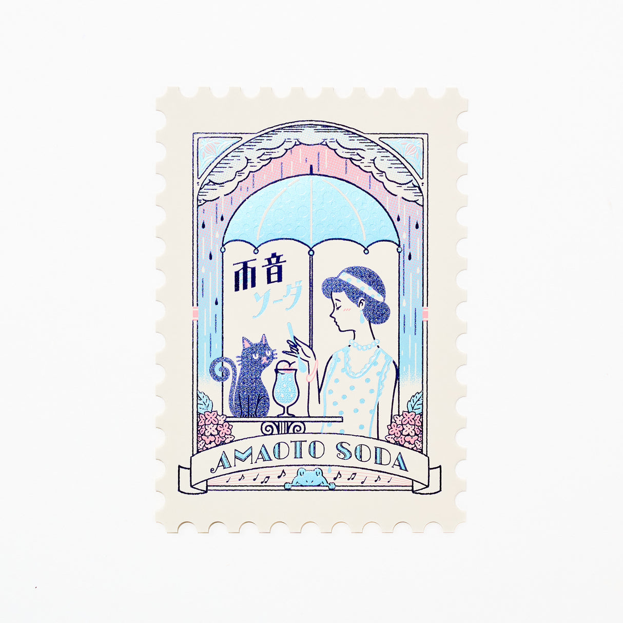 ROKKAKU x ob1toy Foil-Stamped Die-Cut Stamp Shaped Postcard / ROKKAKU