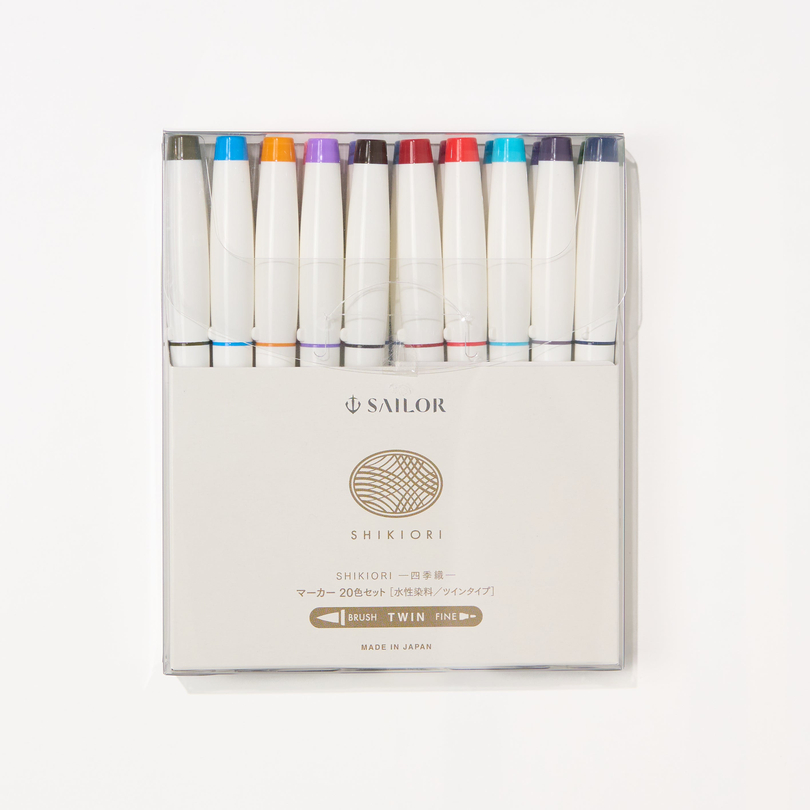Shikiori Brush and Fine Dual-Tip Marker Full 20 Color Set / Sailor