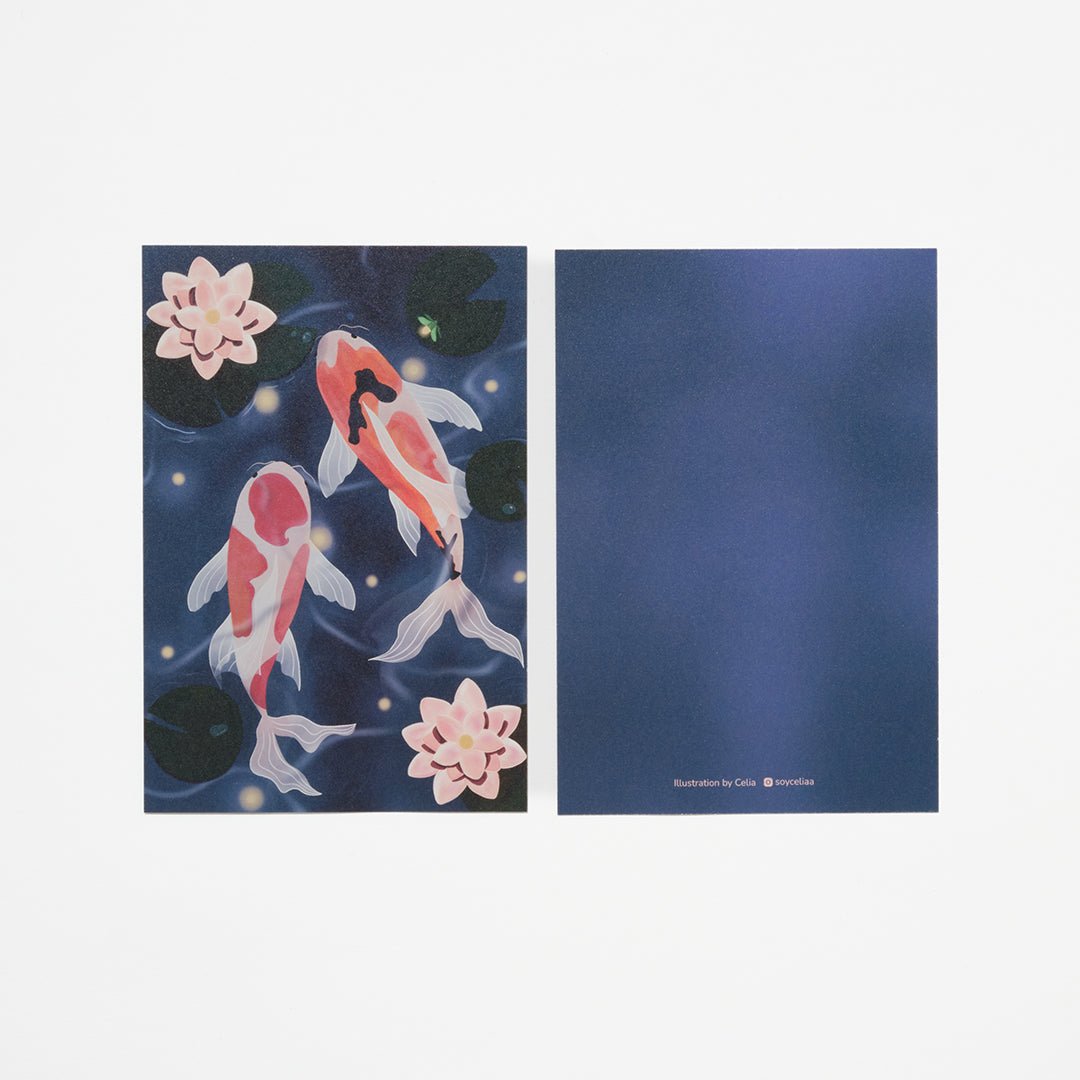 "A Pair of Koi" Washi Postcard by Celia / Bungu - bungu